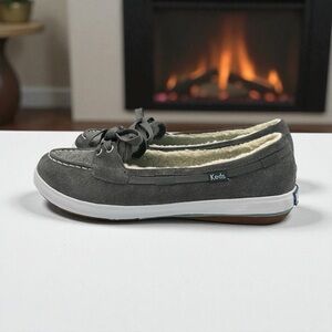 Keds Women's Gray Slip-on Suede Shearling Shoes Sneakers Size  7.5